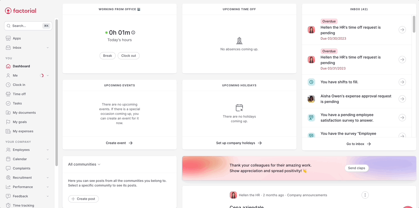 Factorial — How to set up blocked periods for time off